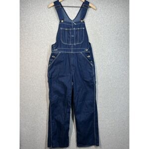 Vintage Roebucks Denim Overalls Mens 32x28 Dark Wash Workwear Bib Dungarees